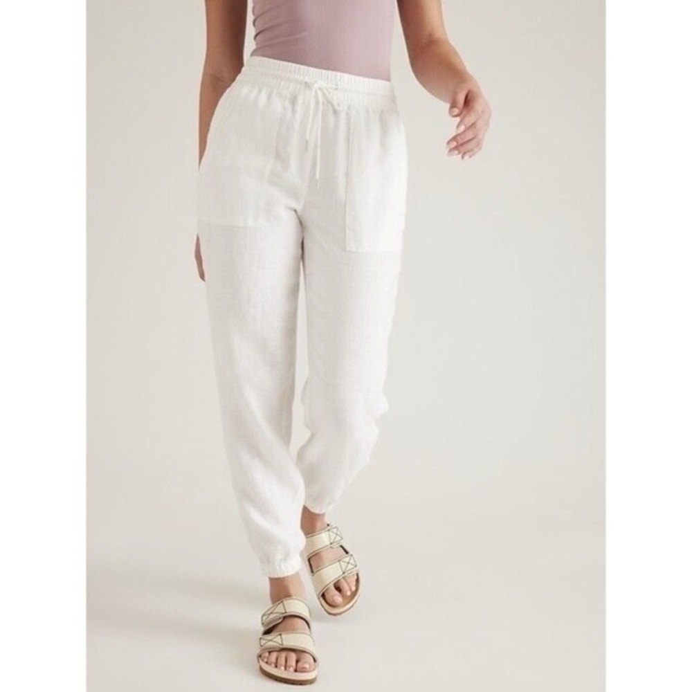 Athleta Retreat Linen Joggers White Size 4